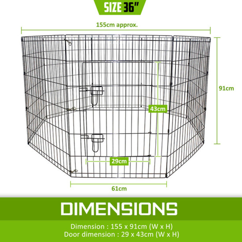 paw-mate-pet-playpen-8-panel-36in-foldable-dog-exercise-enclosure-fence-cage