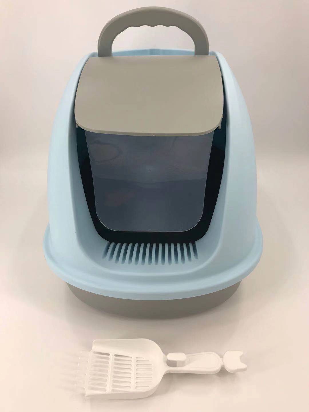 YES4PETS XL Portable Hooded Cat Toilet Litter Box Tray House w Charcoal Filter and Scoop Blue