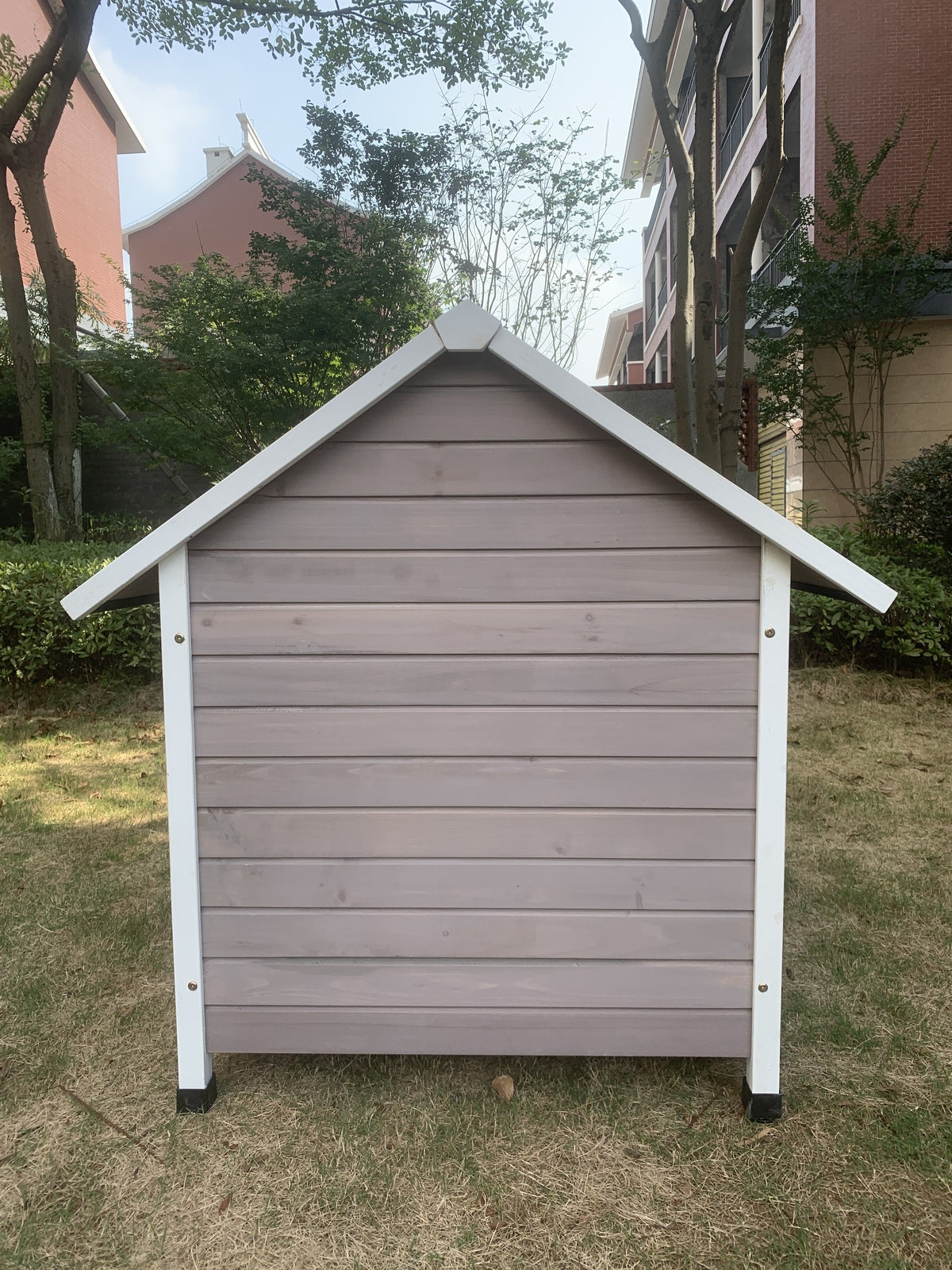 XL Timber Dog Kennel Timber Cabin With Door Grey