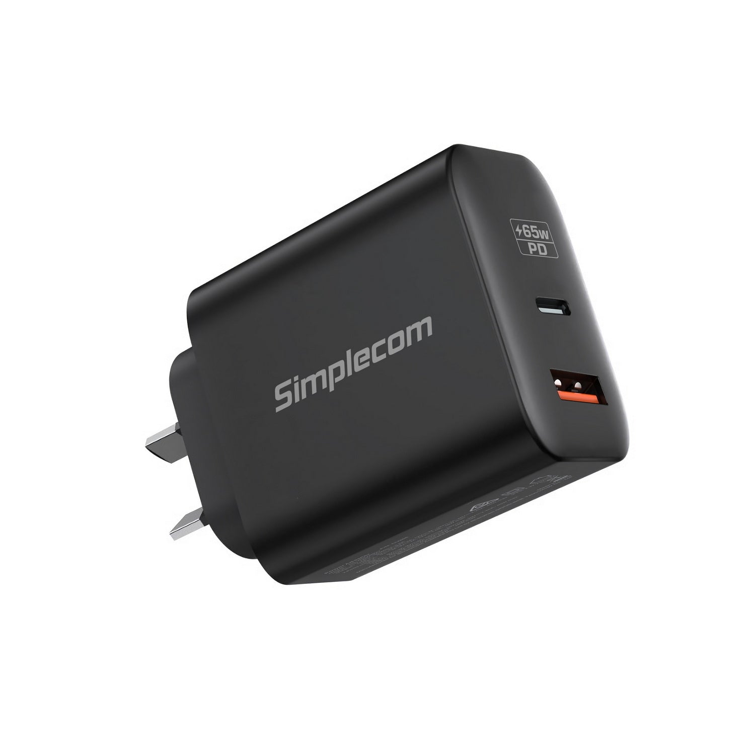 simplecom-cu265-dual-port-pd-65w-gan-fast-wall-charger-usb-c-usb-a-for-phone-laptop