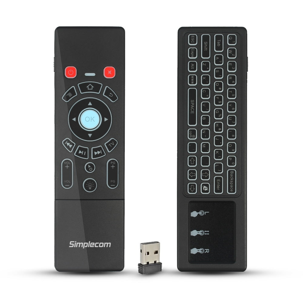 simplecom-rt250-rechargeable-2-4ghz-wireless-remote-air-mouse-keyboard-with-touch-pad-and-backlight