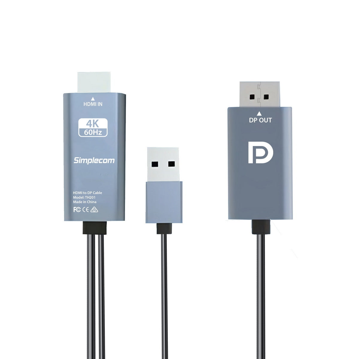 simplecom-th201-hdmi-to-displayport-active-converter-cable-4k-60hz-usb-powered-2m