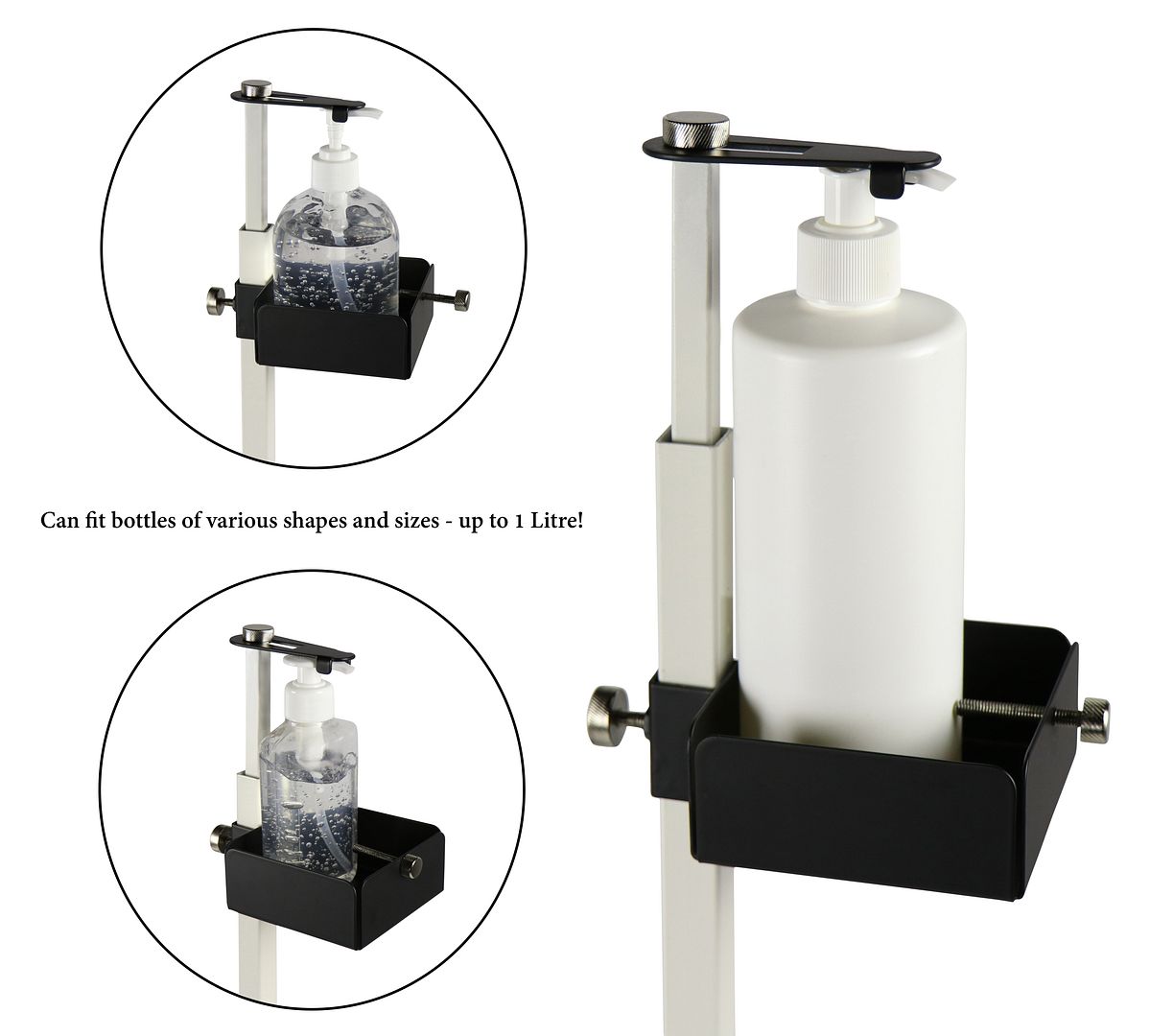 Lirash Touch Free Hand Sanitiser Dispenser Station Floor Stand Foot Operated - White Black