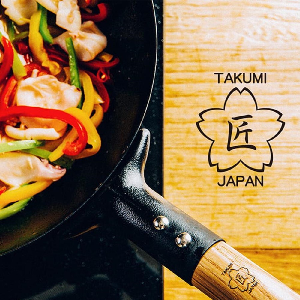 Takumi Premium Magma Plate Cast Iron Wok - Made in Japan - 24cm