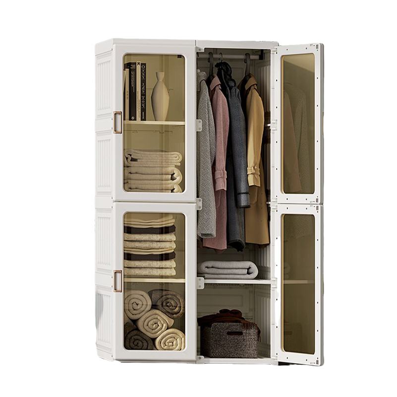 Kylin Cubes Storage Folding Cabinet With 8 Grids & 4 Doors & 1 Hanger