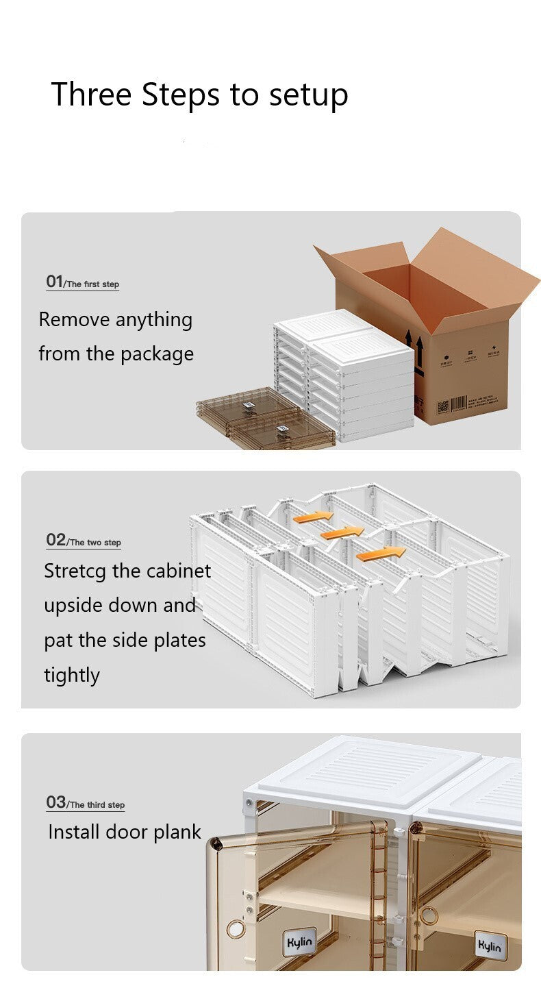 Kylin Cubes Storage Folding Cabinet With 8 Grids & 4 Doors & 1 Hanger