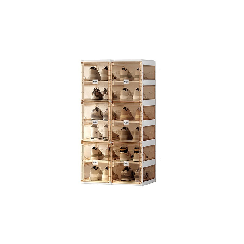 Kylin Cubes Storage Folding Shoe Box With 2 Column & 12 Grids & 6 Brown Doors