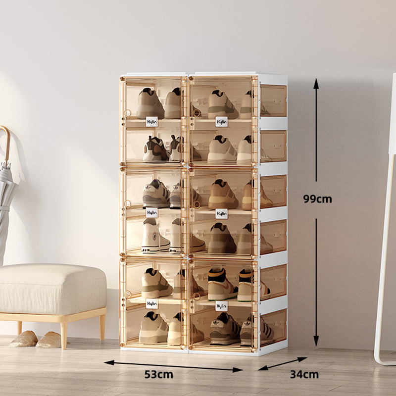 Kylin Cubes Storage Folding Shoe Box With 2 Column & 12 Grids & 6 Brown Doors