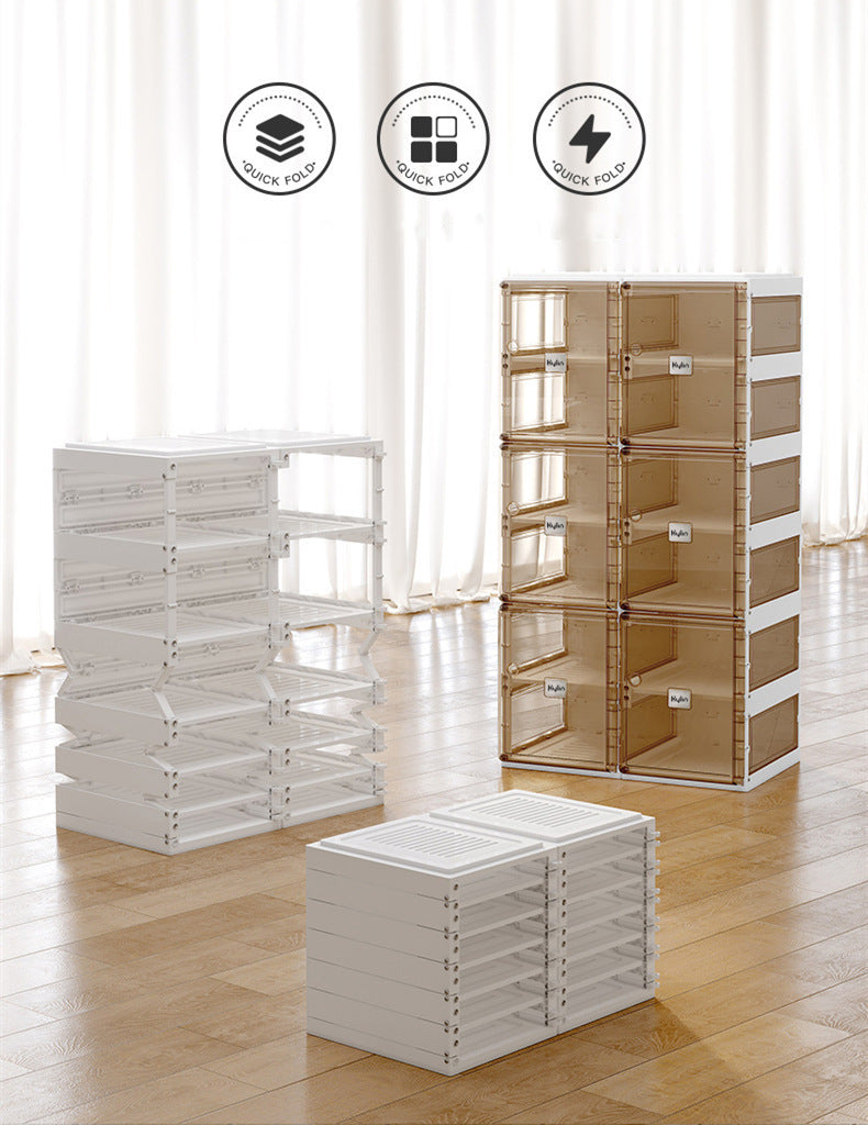 Kylin Cubes Storage Folding Shoe Box With 2 Column & 12 Grids & 6 Brown Doors