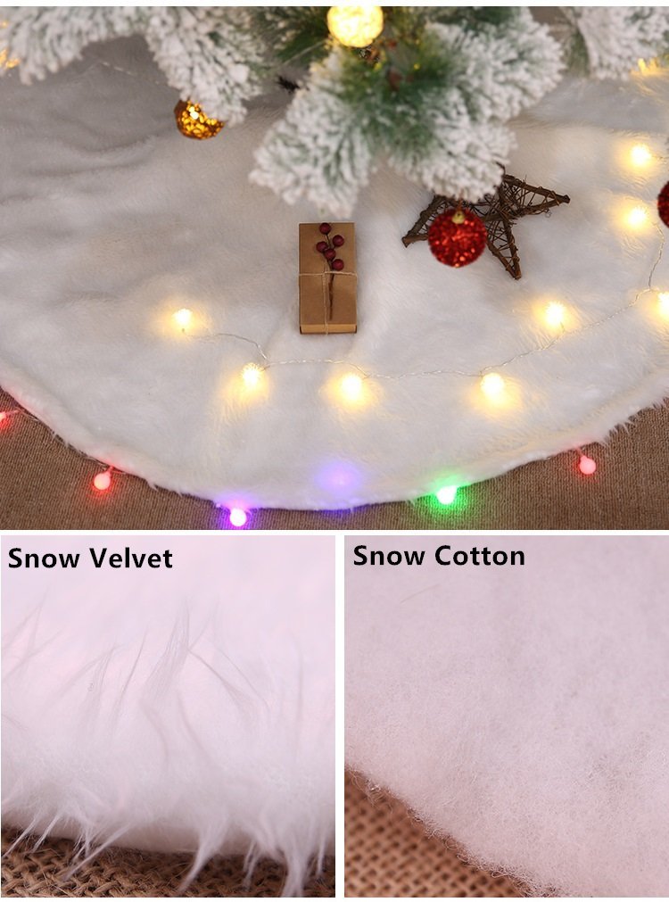 60/78/90/122cm Christmas Snow Plush Tree Skirt Xmas Base Floor Mat Cover Decor, 122cm (48")