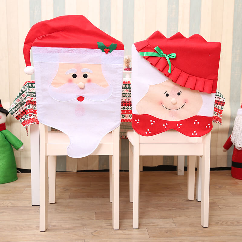 6x Christmas Cute Lady Santa Hat Chair Covers - Mrs Santa