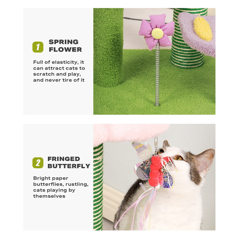 Tulip Cat Tree Tower Scratching Post Scratcher Kitten Play Condo House