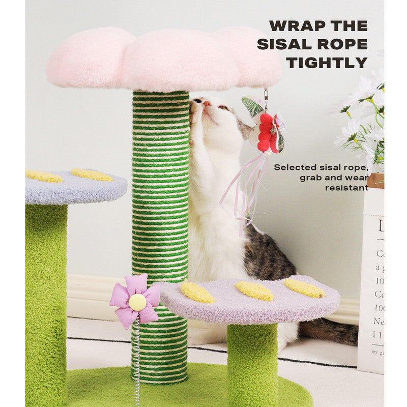 Tulip Cat Tree Tower Scratching Post Scratcher Kitten Play Condo House