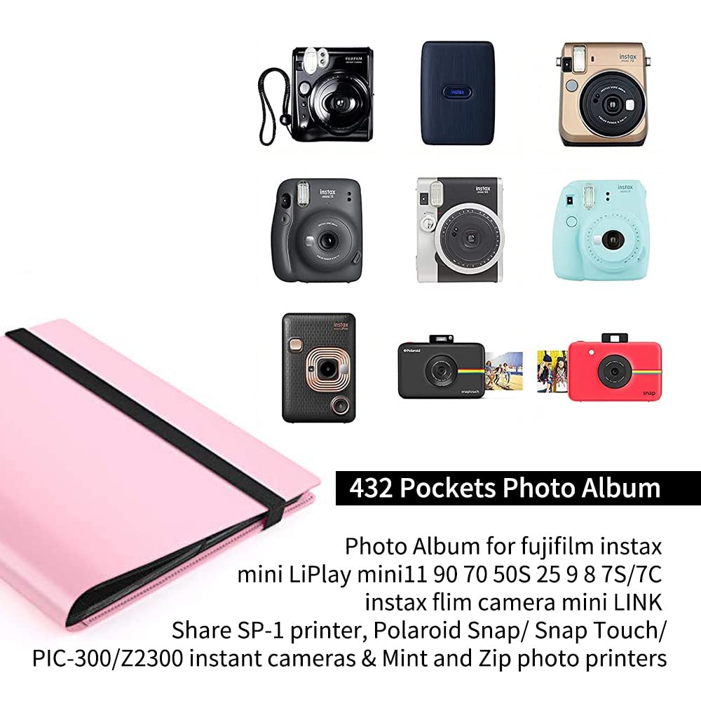 LIFEBEA 432 Pockets Photo Album for Fujifilm Instax Mini Camera (Pink)
