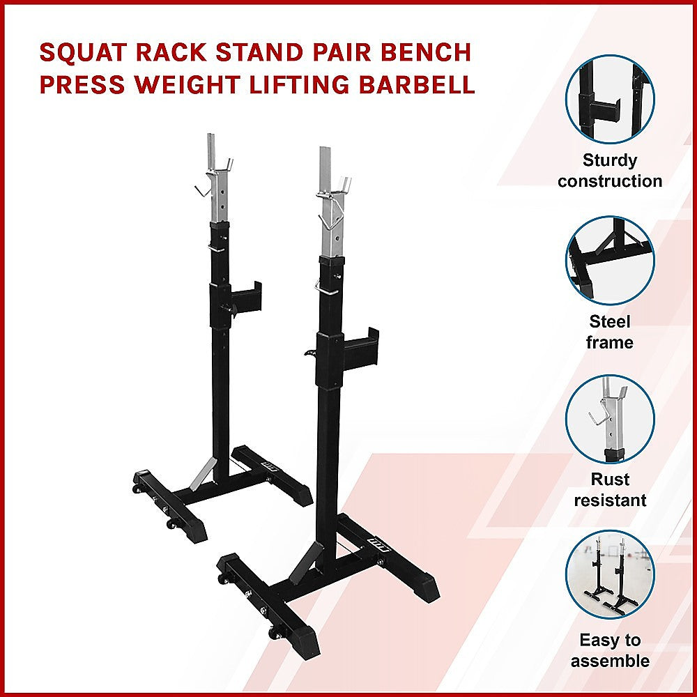 Squat Rack Stand Pair Bench Press Weight Lifting Barbell