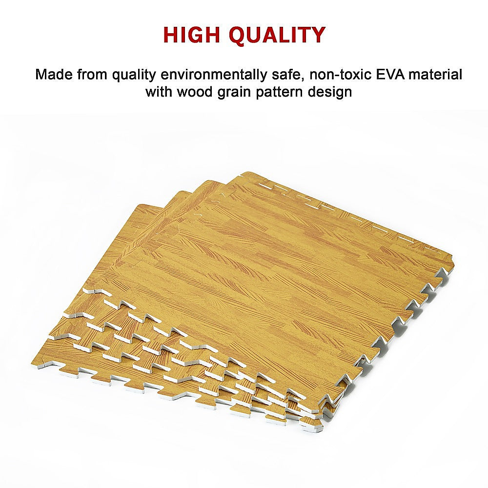 12 Tiles EVA Interlocking Floor Mat - Wood Colour