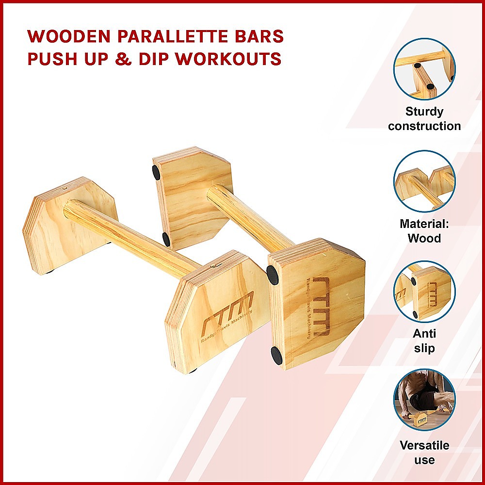 Wooden Parallette Bars Push Up & Dip Workouts