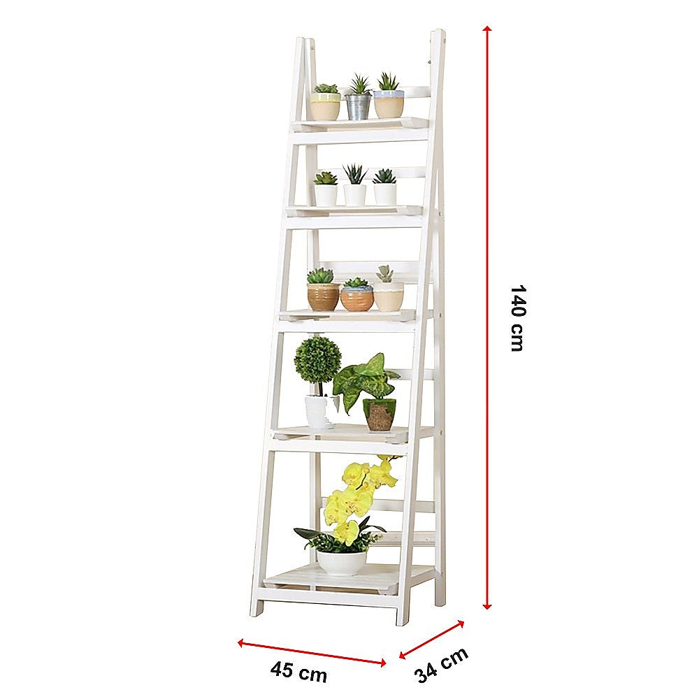 5 Tier Wooden Ladder Shelf Stand