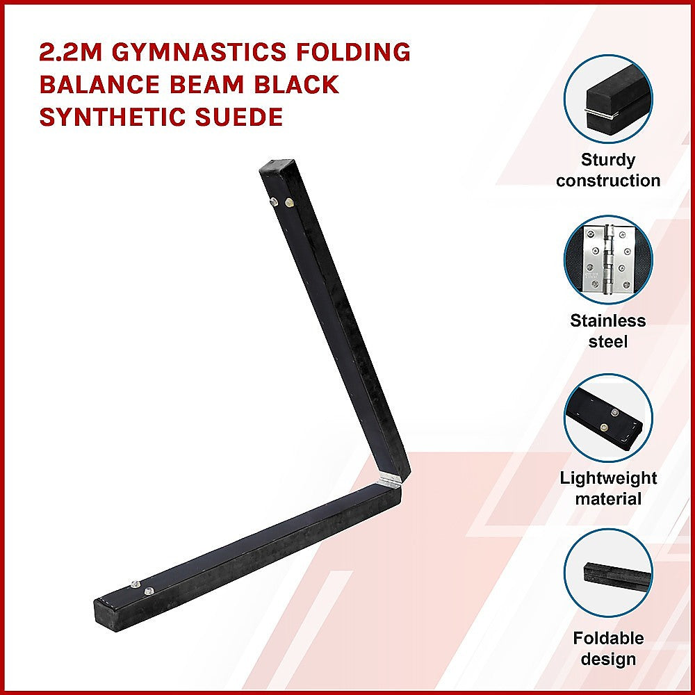 2-2m-gymnastics-folding-balance-beam-black-synthetic-suede