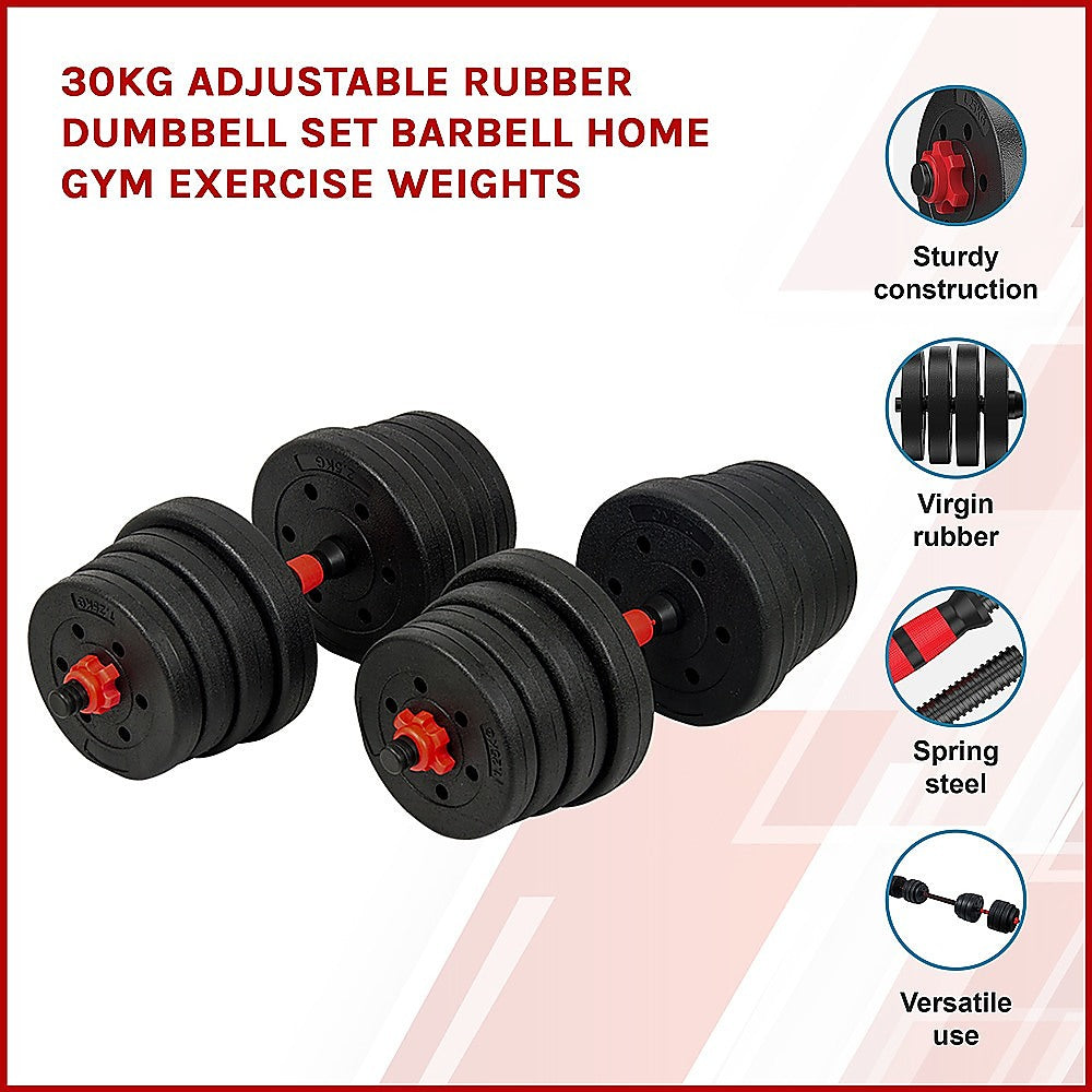 30kg-adjustable-rubber-dumbbell-set-barbell-home-gym-exercise-weights