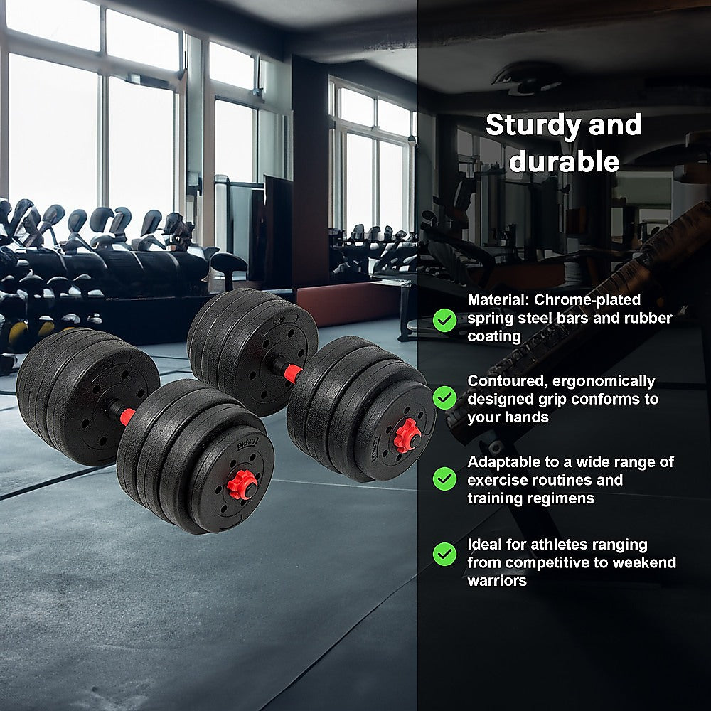 40kg Adjustable Rubber Dumbbell Set