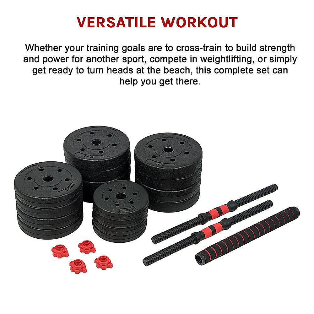 40kg Adjustable Rubber Dumbbell Set