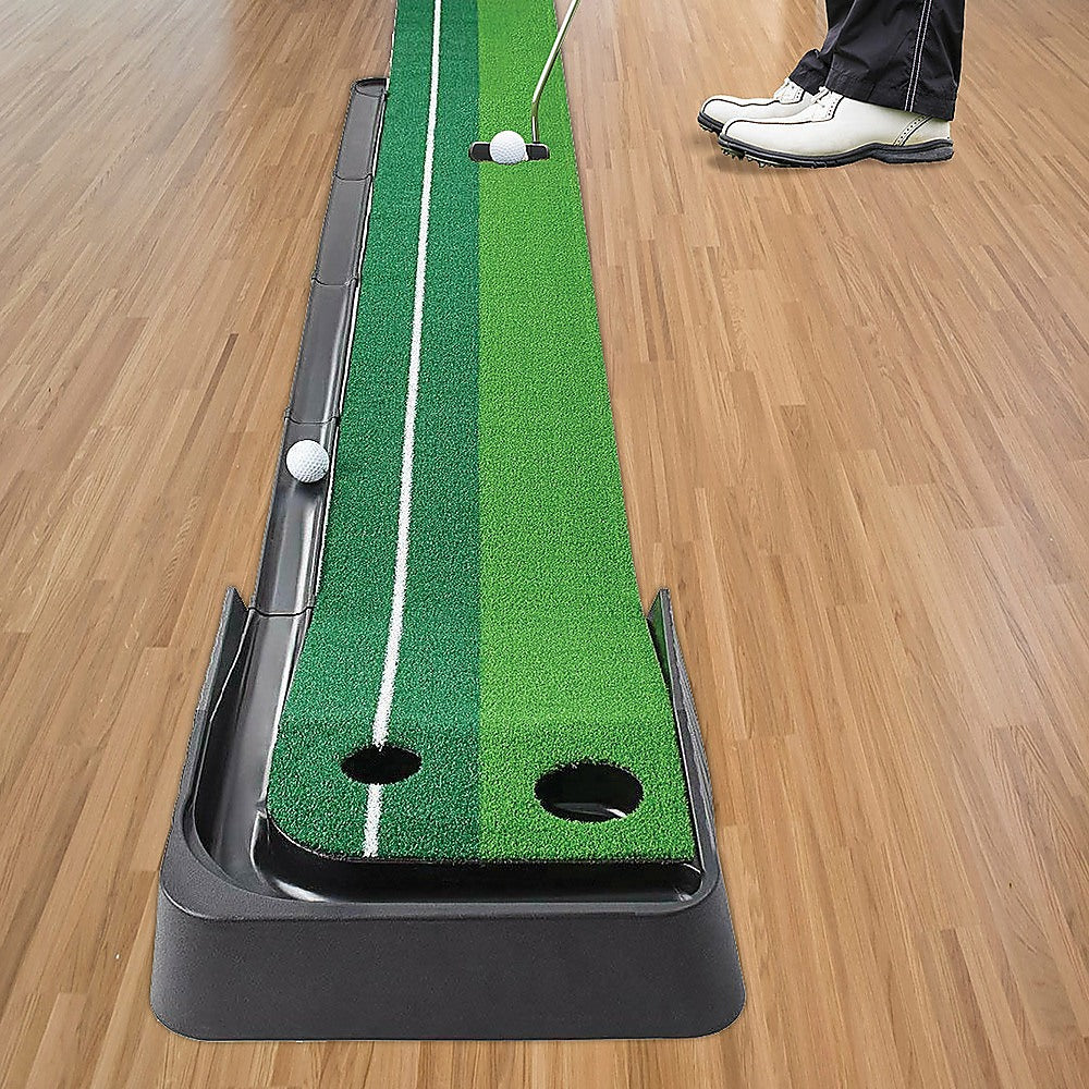 indoor-practice-putting-green-2-5m-mat-inclined-ball-return-fake-grass-2-holes