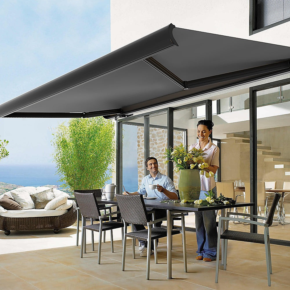 5.5m x 3.0m Retractable Folding Arm Awning Heavy Duty Full Cassette Motorised