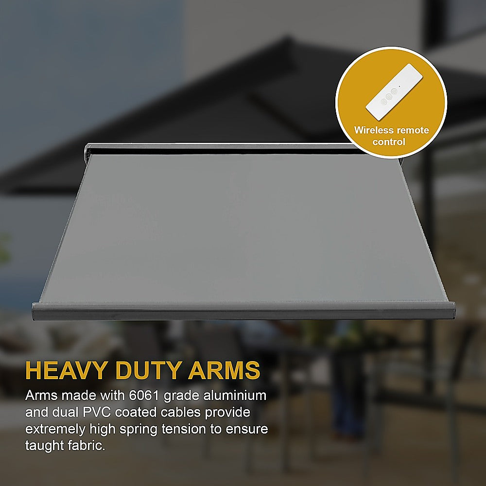 5.5m x 3.0m Retractable Folding Arm Awning Heavy Duty Full Cassette Motorised