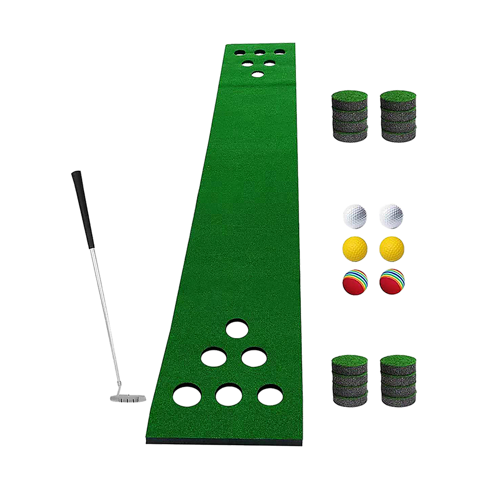 golf-beer-pong-game-toy-set-green-golf-putting-matt-with-2-putters-6-balls