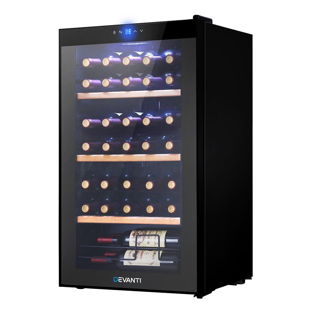 devanti-34-bottles-wine-cooler-compressor-chiller-beverage-fridge