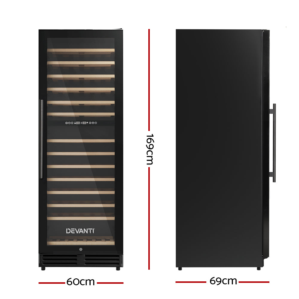 Devanti Wine Cooler Fridge Dual Zone 128 Bottles