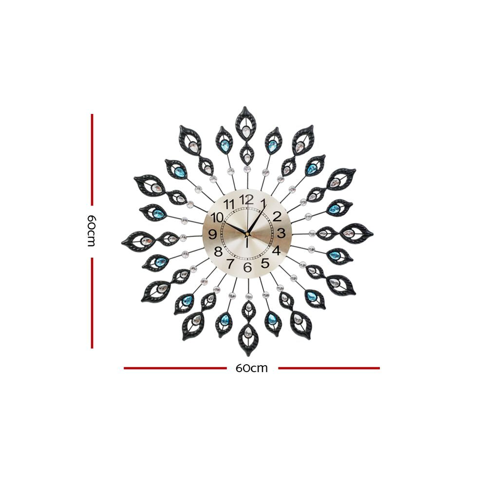 artiss-60cm-peacock-wall-clock-large-3d-modern-crystal-luxury-round-wall-clocks-home-decor-black