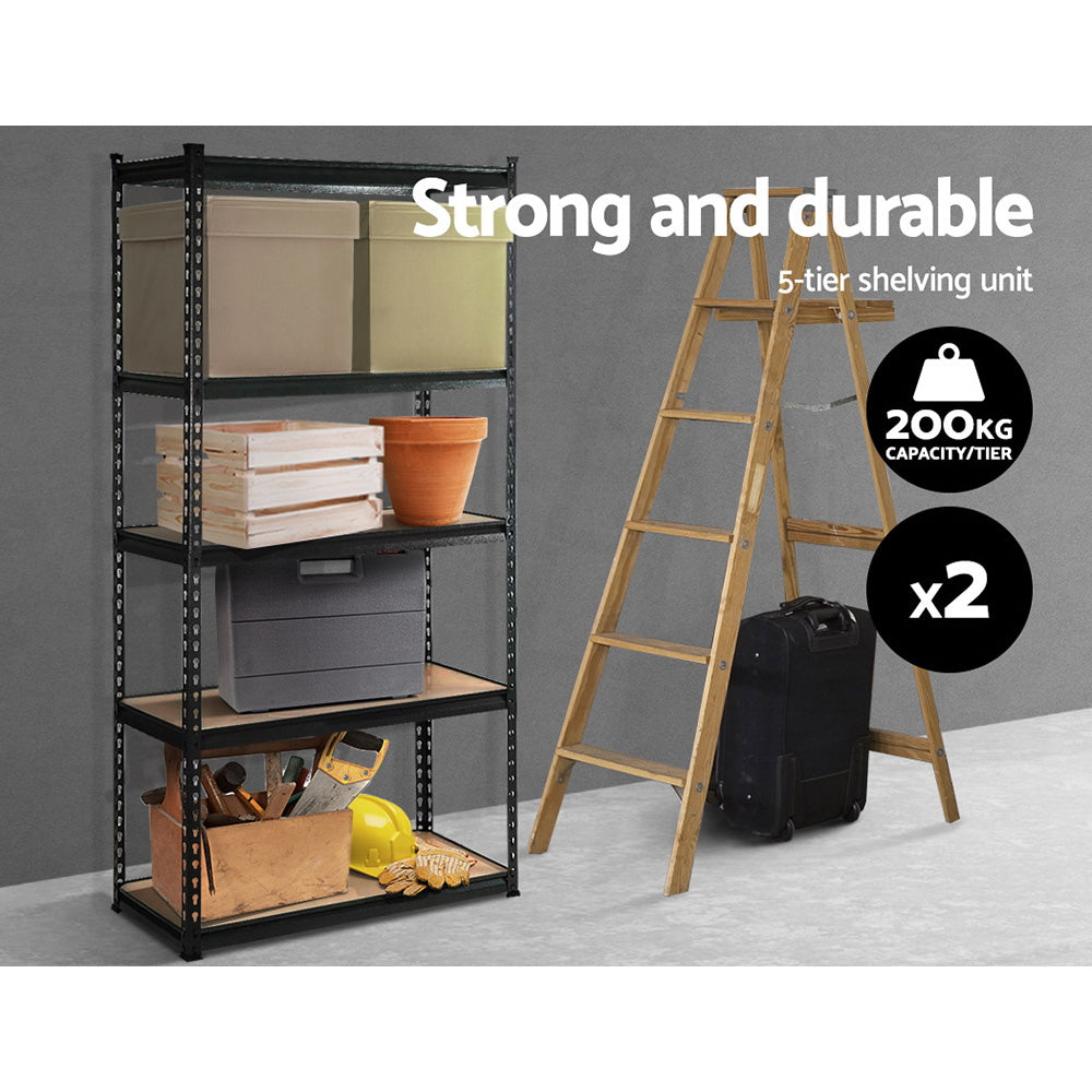 2x1-8m-5-shelves-steel-warehouse-shelving-racking-garage-storage-rack-black