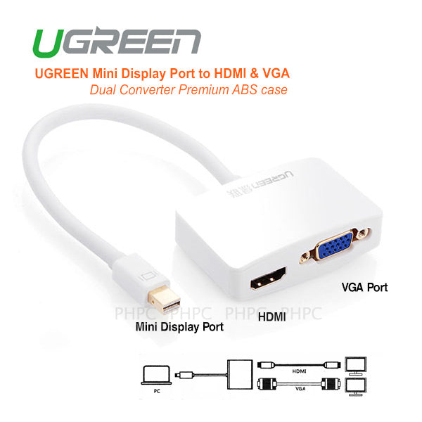 ugreen-mini-display-port-to-hdmi-vga-dual-converter-premium-abs-case-10427